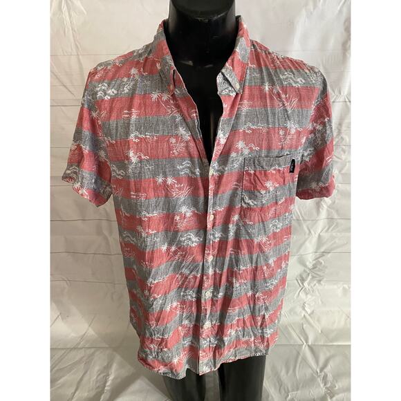 Molokai Surf Co. Men’s X-LARGE Beach Print Button Up Short Sleeve Cotton Shirt # - Picture 1 of 8